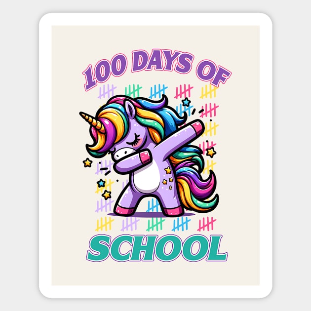 100 Days Of School Dabbing Unicorn Magnet by Nessanya